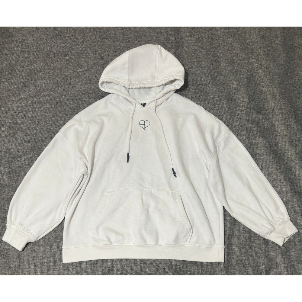 H&M Divided Women XL Hoodie Blackpink K-Pop White Graphic Pullover